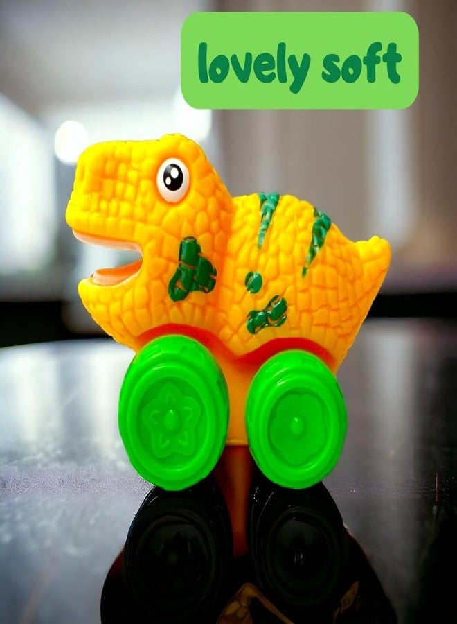 PLUSPOINT 6 Pcs Dino Cars, Soft Rubber Toy Car Set, Push n Go Mini Vehicles for Baby, Floating Bath Toy for Boys and Girls, Summer Beach and Pool Activity, Party Favors for Kids (6 Dino Car) - Image 4